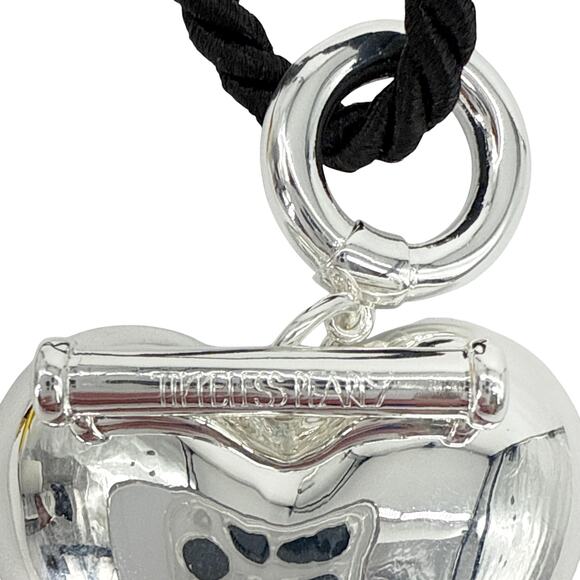 TIMELESS PEARLY Black Cord Necklace with Silver Heart - Picture 6 of 7
